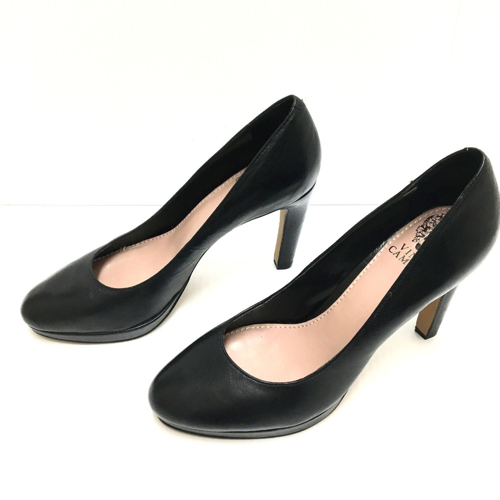 Leather Black 4" High Heel Platform Shoes 7.5B